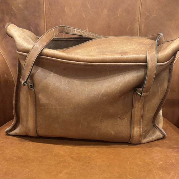 1970/1980s British tan vintage coach envelope tote - Picture 4 of 7